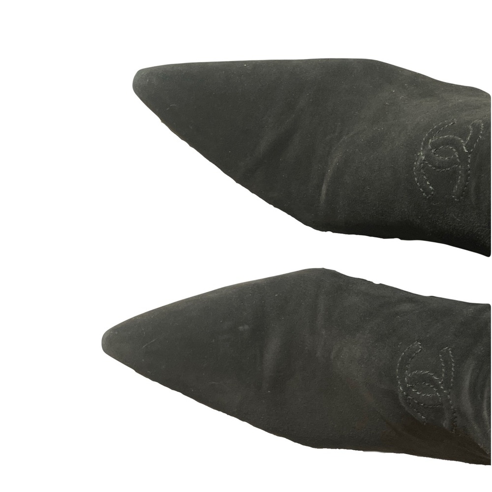 Black Suede Chanel Boots 40